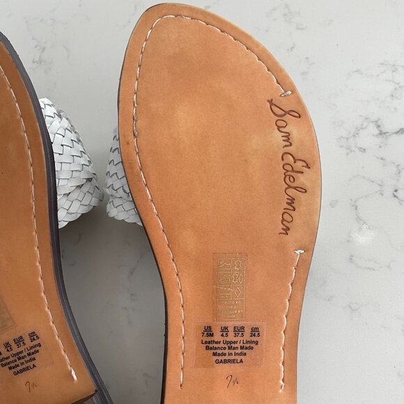 Sam Edelman Gabriela Slip On Leather Sandals w Weave Buckle Detail Off White 7.5 - Picture 5 of 11